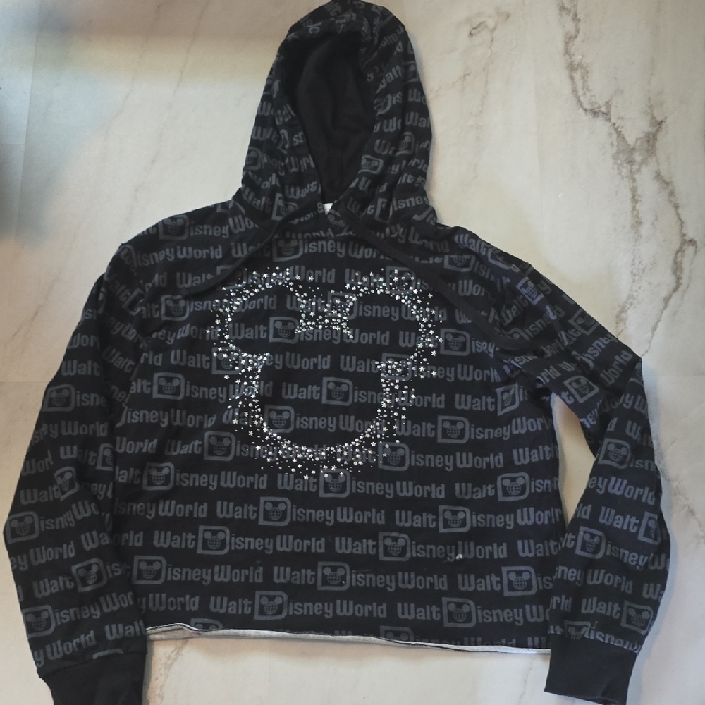 Walt Disney World Mickey Mouse Rhinestone Cropped Hoodie 